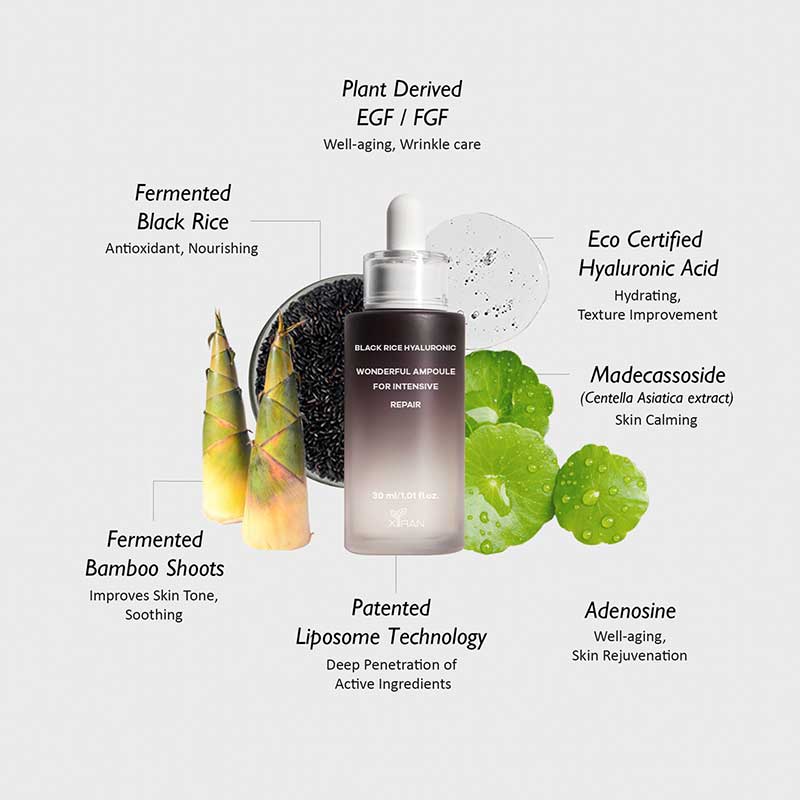 private label black rice face serum